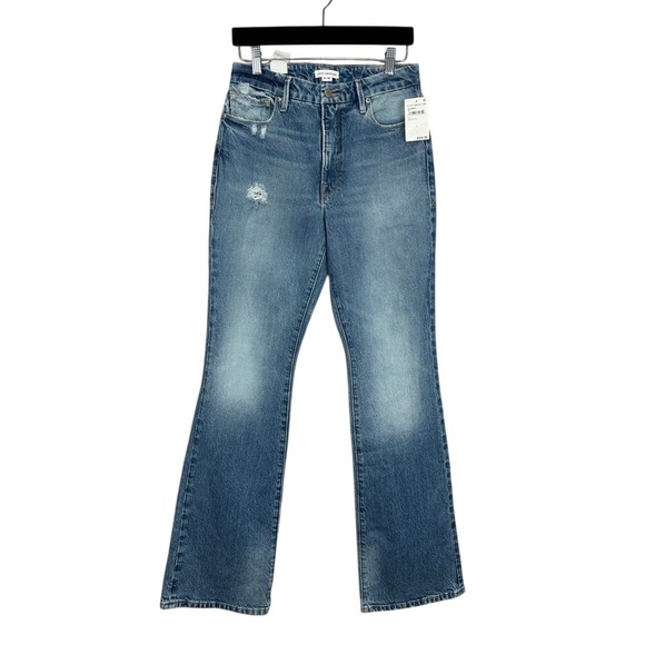 GOOD‎ AMERICAN Womens Size 6 28 High Rise Distressed Flare Jeans Indigo NWT